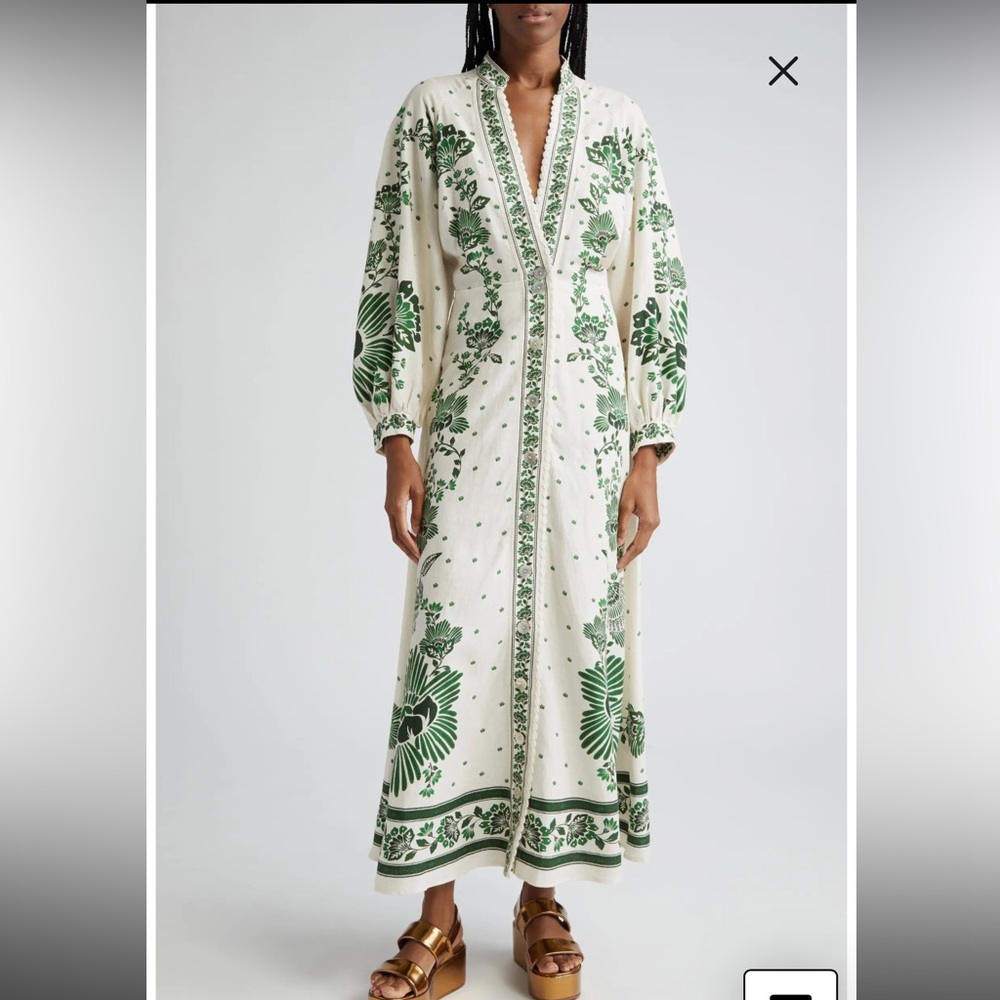 Farm Rio Forest Soul Long Sleeve Shirt Dress - medium